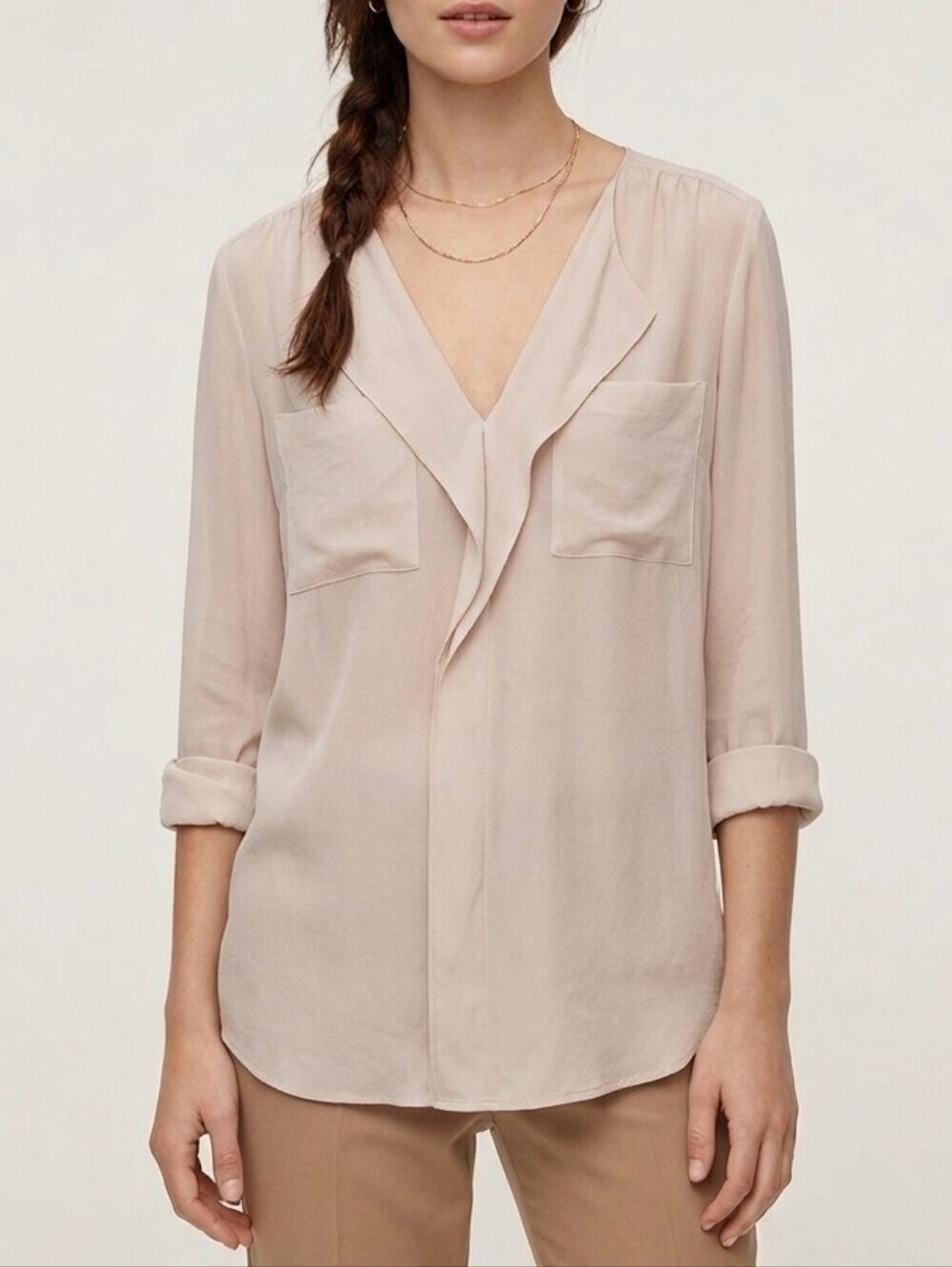 Aritzia Babaton 💯 Silk Dress Shirt Natural Fibers Oversized Relaxed Baggy Boxy